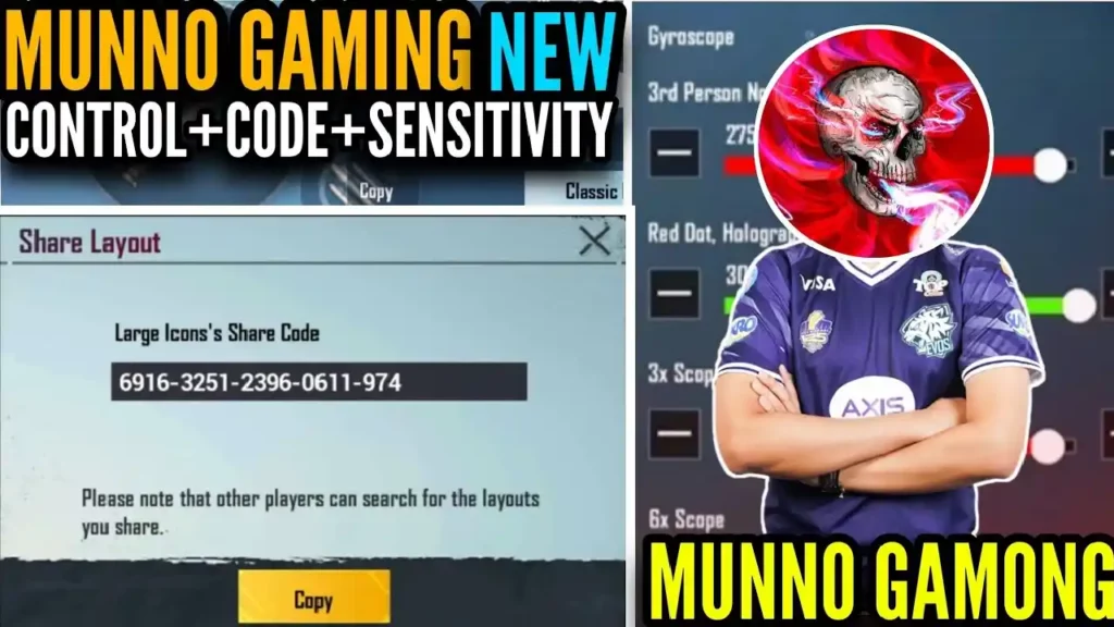 MUNNO Gaming PUBG Sensitivity Settings & Controls [With Sensitivity Code & Control Code]